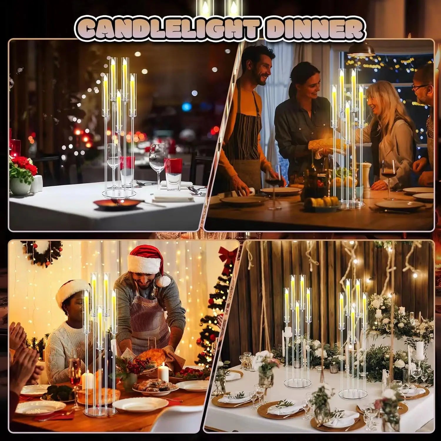 Clear Acrylic Taper Candle Holders - 8 PCS