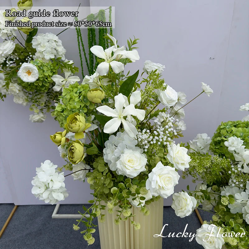 White Green Flowers Wedding Decoration Artificial Flowers Floral Backd