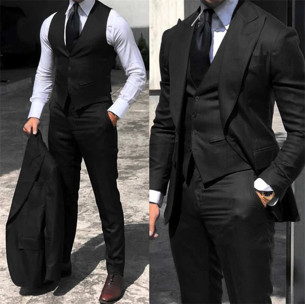 Elegant Wedding Tuxedos Suits Slim Fit Bridegroom For Men 3 Pieces Gro