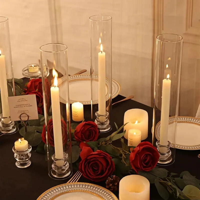 Tall Clear Glass Candle Holders