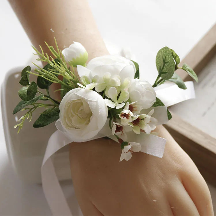 White Wedding Corsage Boutonniere