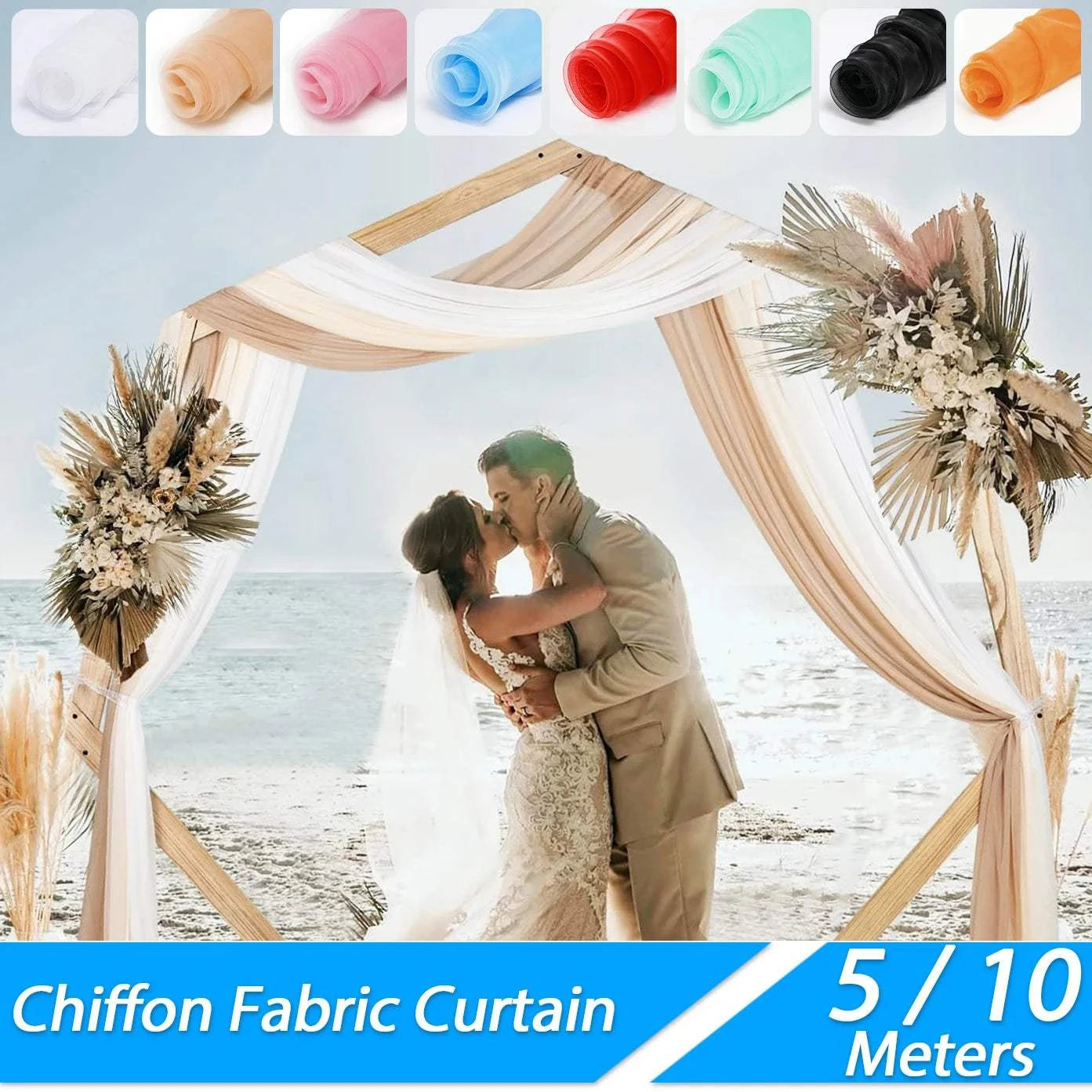 5/10m Wedding Arch Drapes Decorations Sheer Curtains Wedding Backdrop 