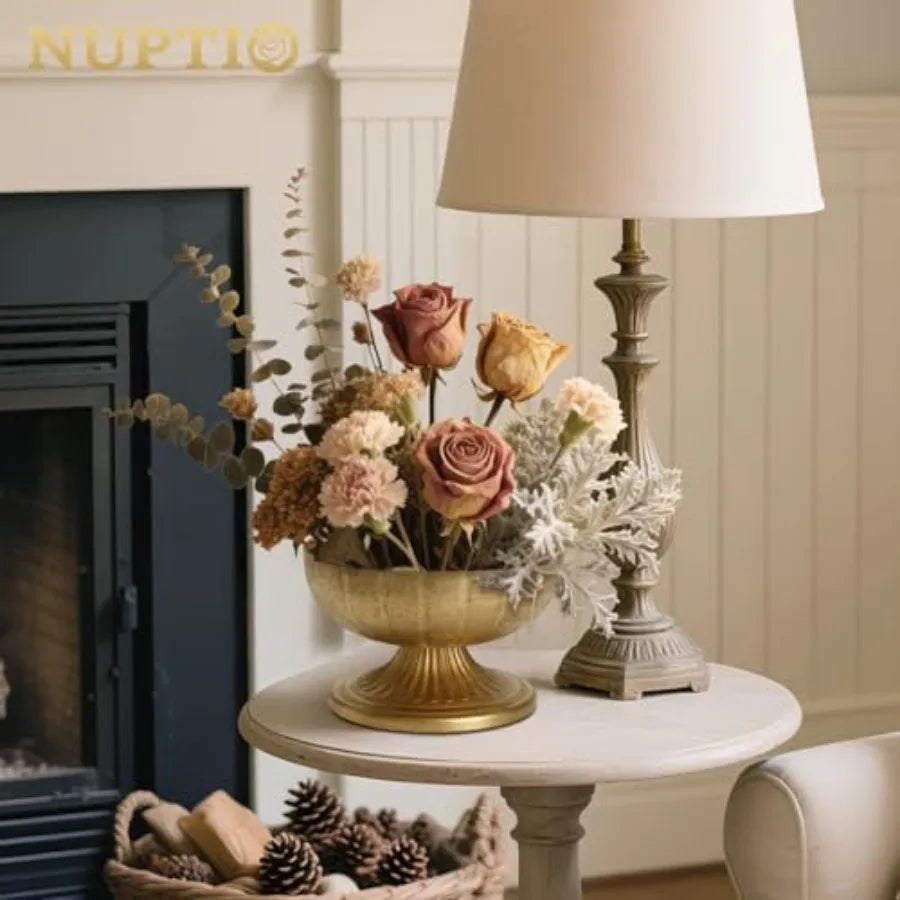 Gold Distressed Brass Compote Vase Set of 10