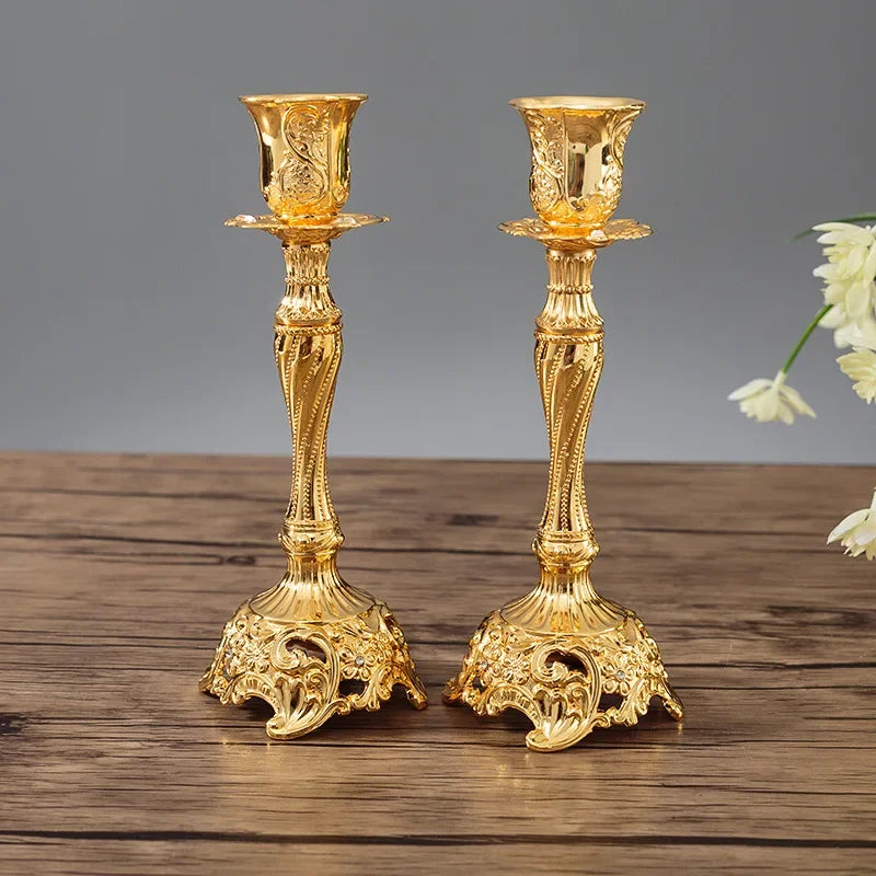 Vintage Candle Holder Set in Gold and Silver