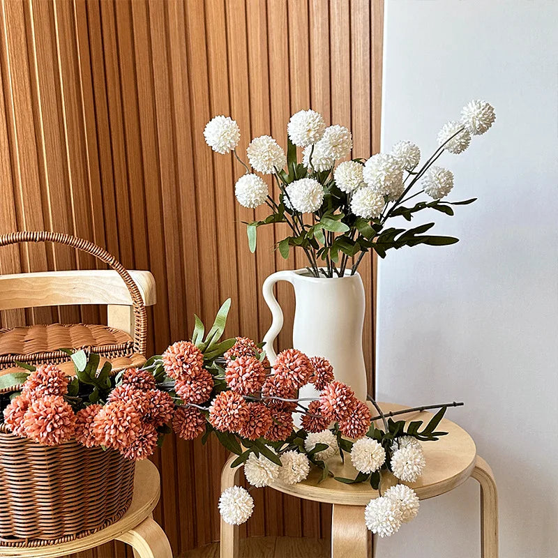 Silk Chrysanthemum Ball Flower Stem