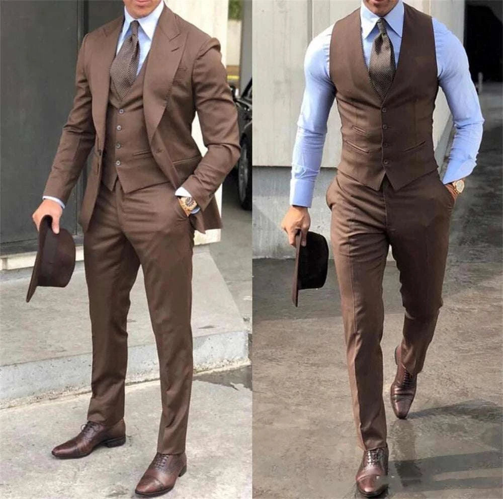 Elegant Wedding Tuxedos Suits Slim Fit Bridegroom For Men 3 Pieces Gro