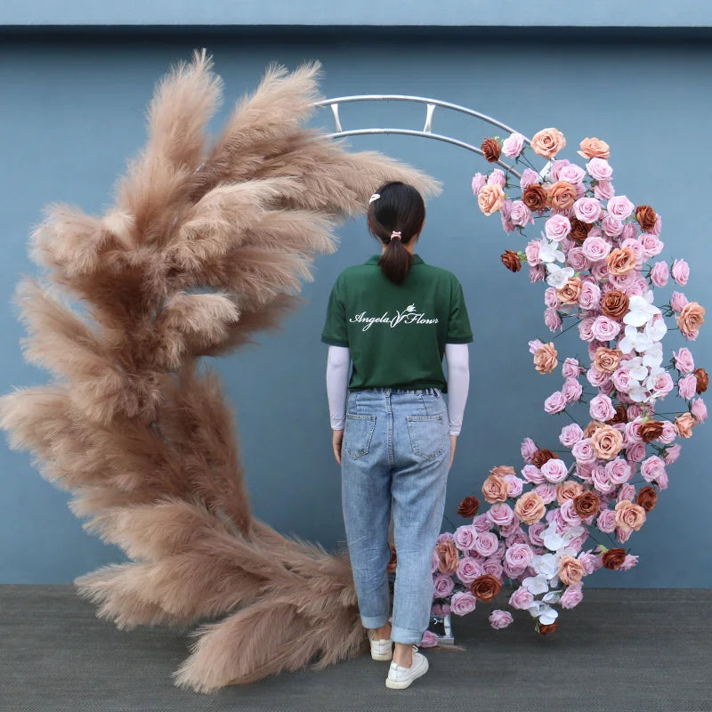 Elegant Pampas Rose Wedding Arch Decoration Piece