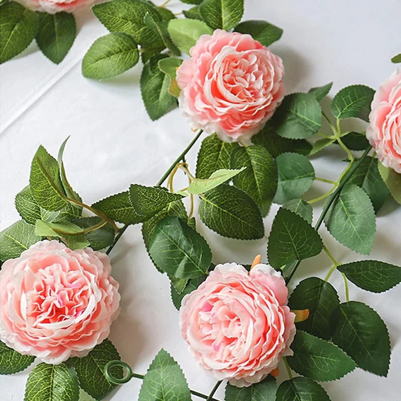 Pink Floral Garland with Greenery