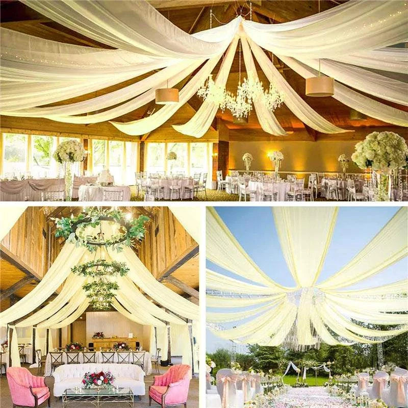 Wedding Arch Drape Roof Ceiling Decor Sheer Chiffon Tulle Curtain Drap