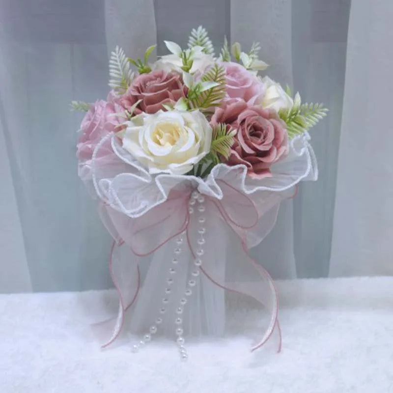 Bridal Throw Bouquet/Flower Girl Bouquet/Bridesmaid Bouquet Set