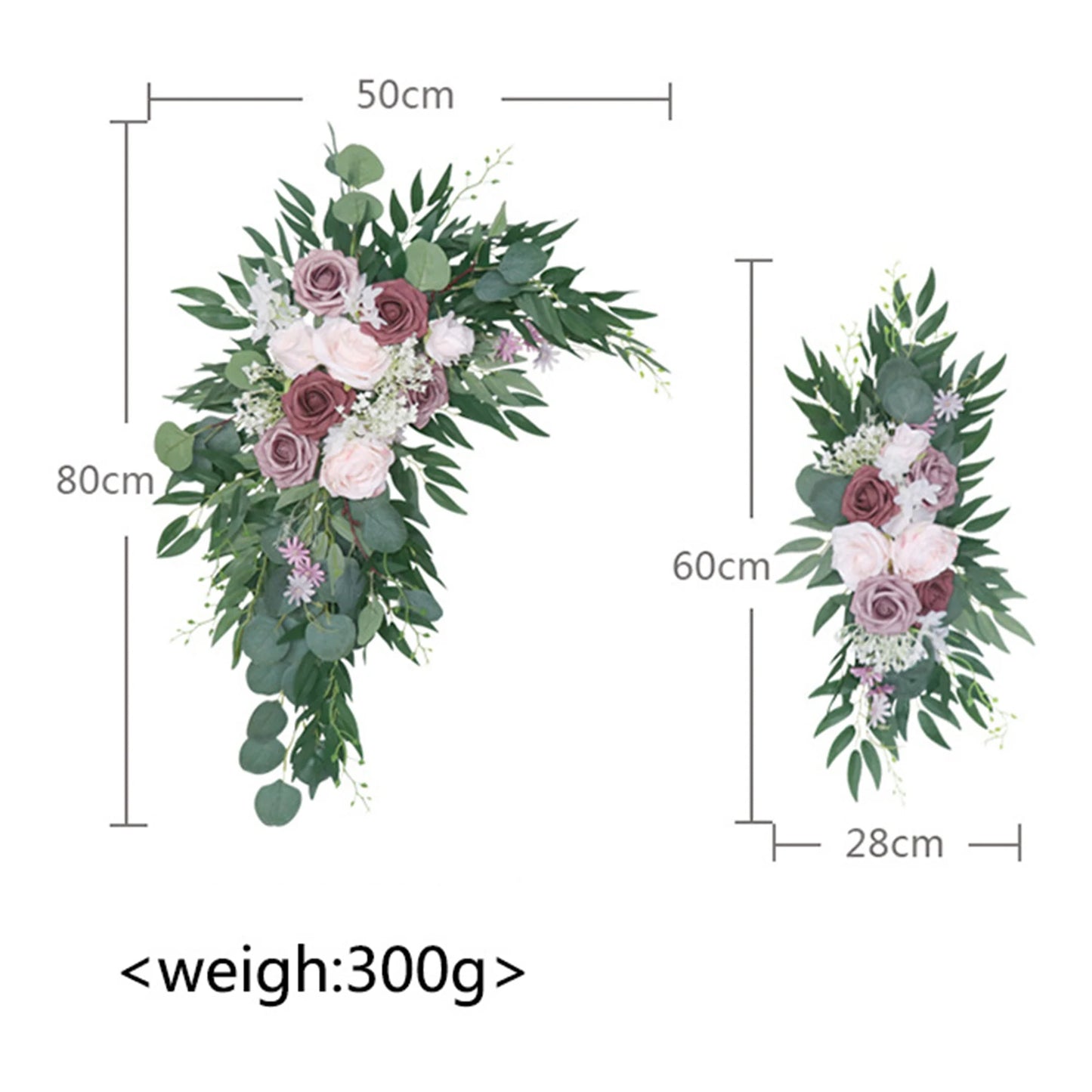 Large 2Pcs Artificial Flower Swag Floral Swag Garland Wedding Arch Flowers Kit for Sign Rustic Artificial Floral Swag Arch Decor