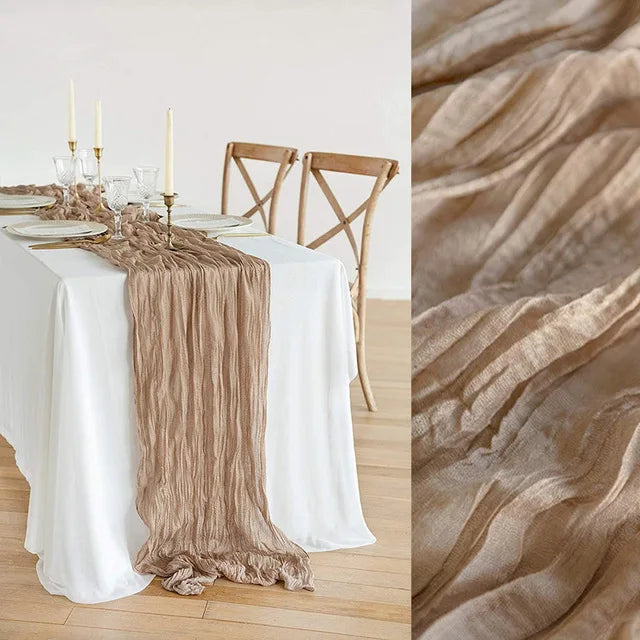 Soft Gauze Rustic Setting Table Runner and Napkin Set