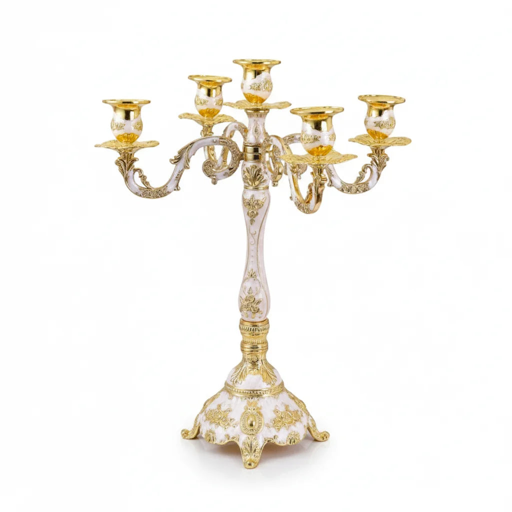 Vintage Gold and White Candelabra