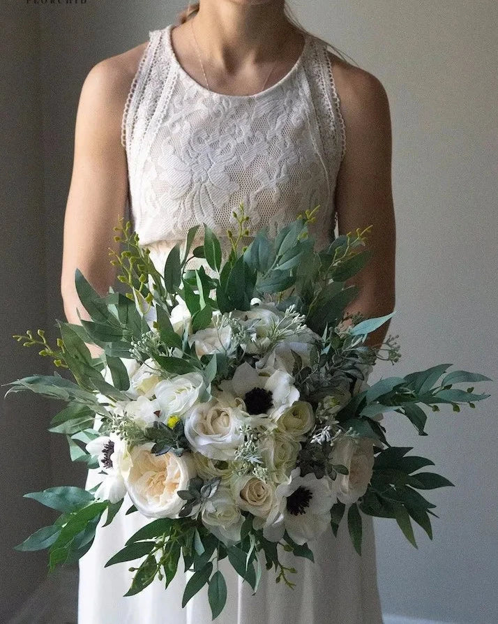 Boho Anemone Eucalyptus Bridal Bouquet
