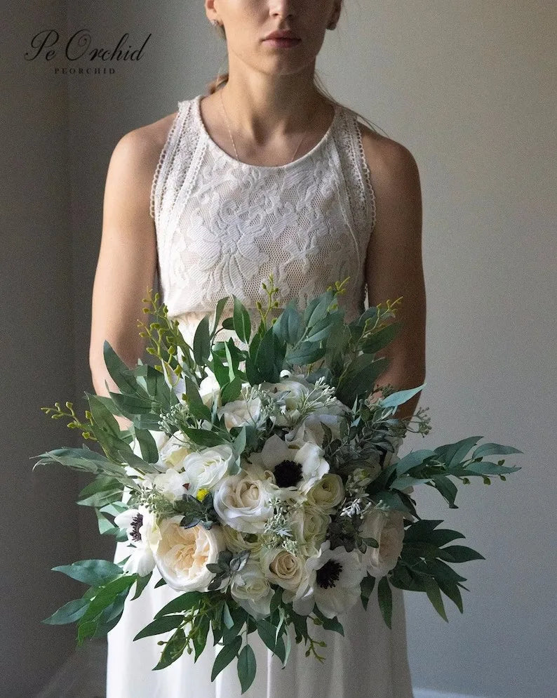 Boho Anemone Eucalyptus Bridal Bouquet