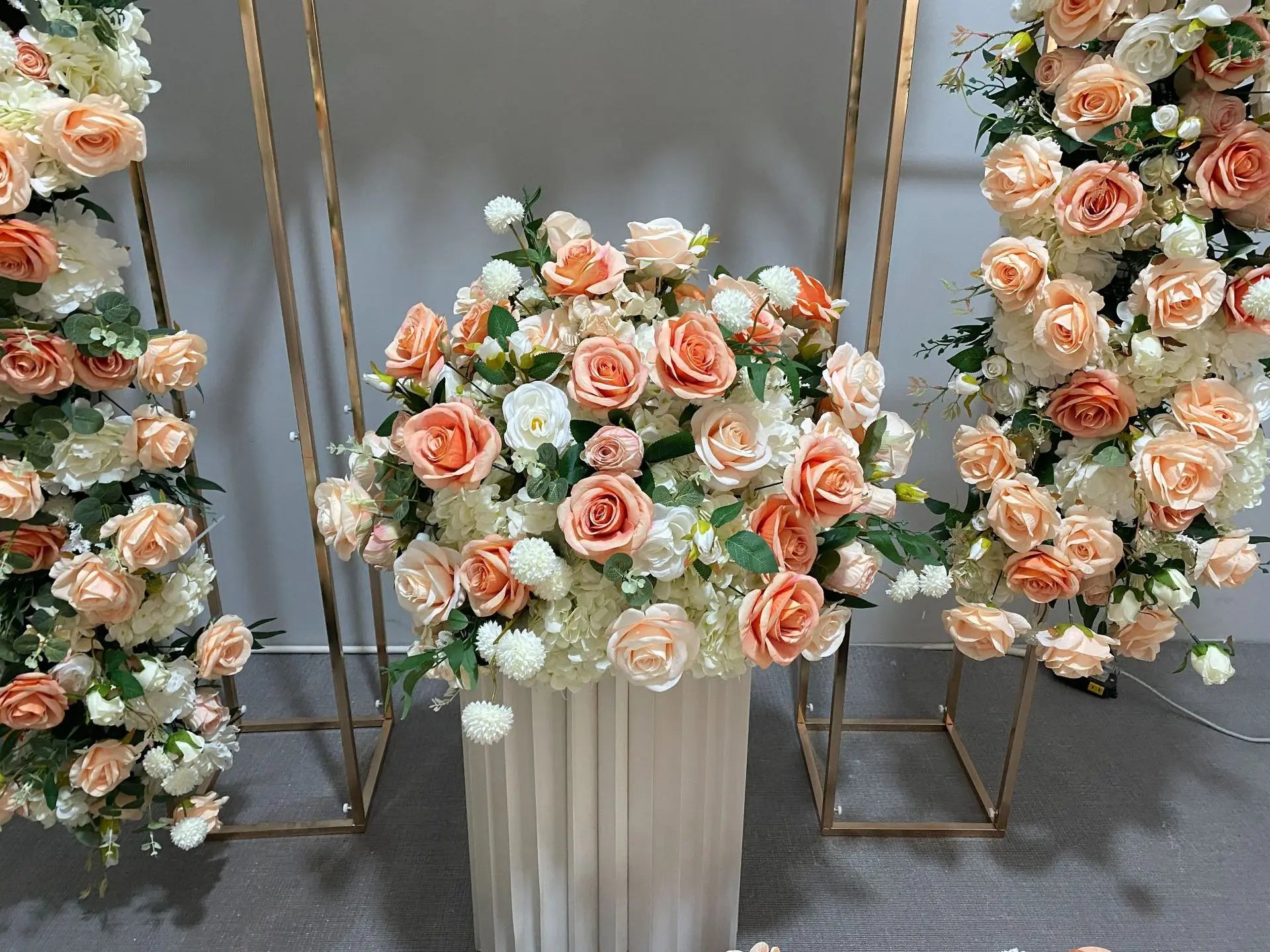 Peach and White Floral Wedding Arch Set
