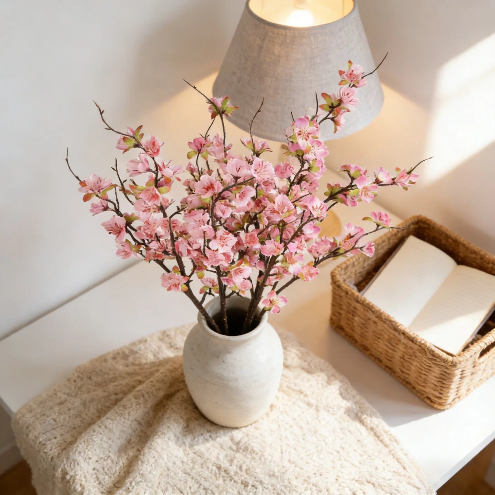 Peach Blossom Floral Branch Stem