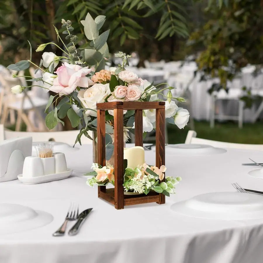 10-Piece Wedding Lantern Set with Candle and Flowers