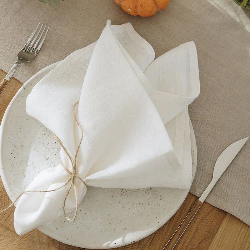 Set of 4 Cloth Napkins 100% Pure Linen 16x16Inch Hemmed Dinner Napkins
