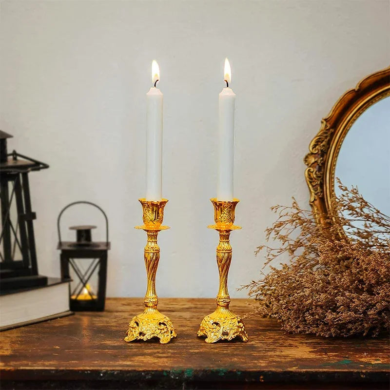 Vintage Candle Holder Set in Gold and Silver