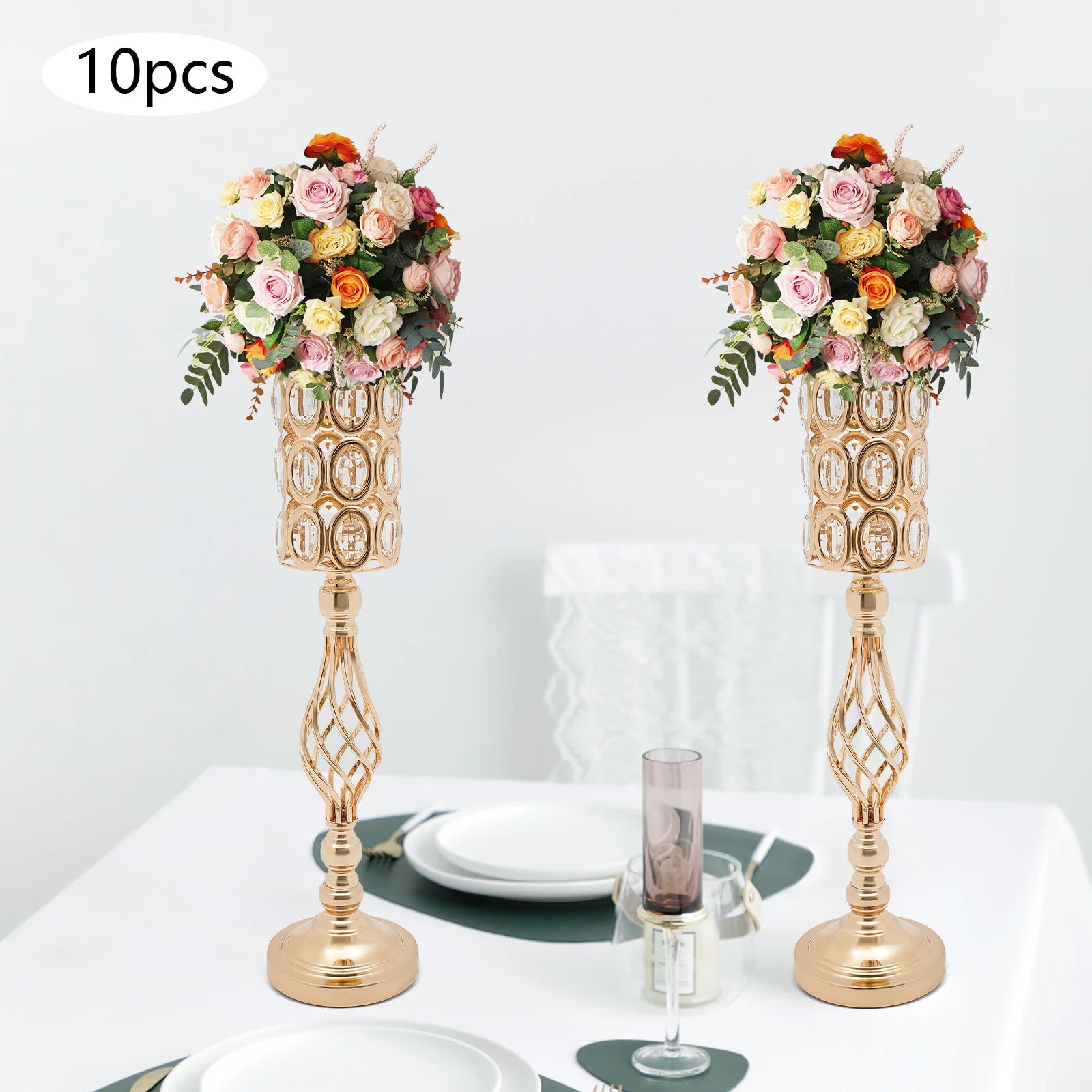 Elegant Wedding Flower Vases, 10-Piece Set