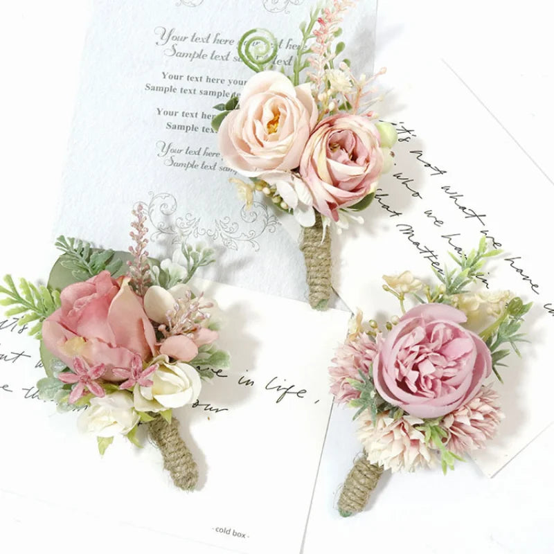 Pink Groom Wedding Boutonniere