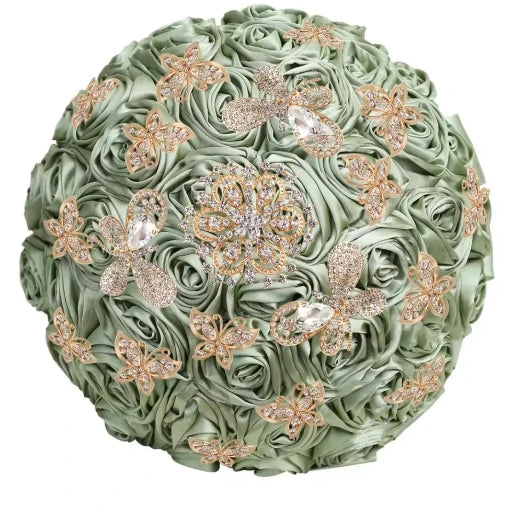 Pink Crystal Bridal Rose Bouquet