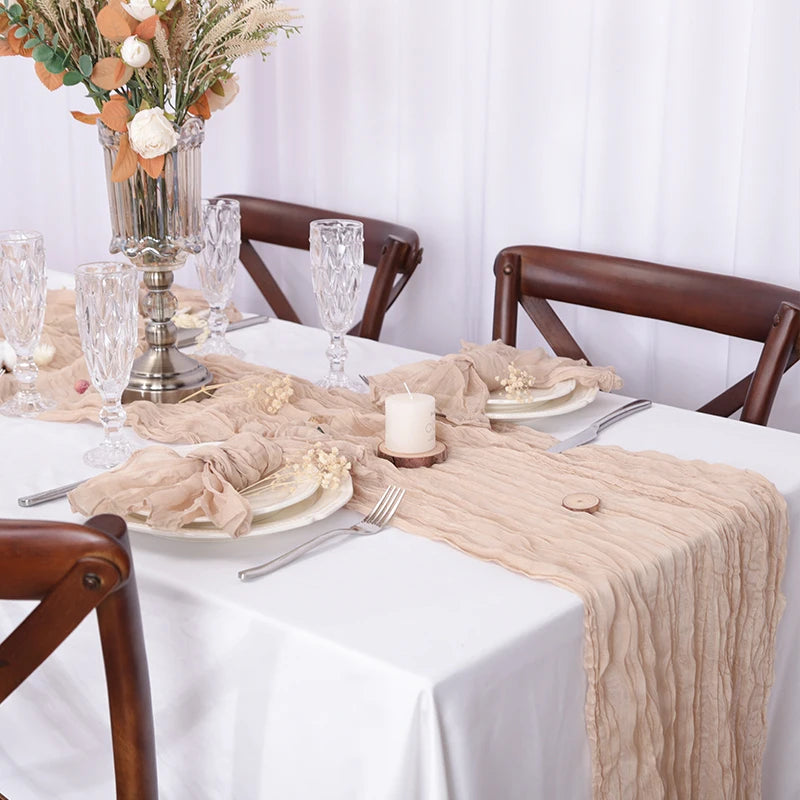 Soft Gauze Rustic Setting Table Runner and Napkin Set