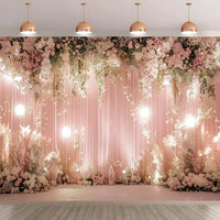 Pink Pink Flower Lantern Wedding - Elegant Photo Wall with White and P