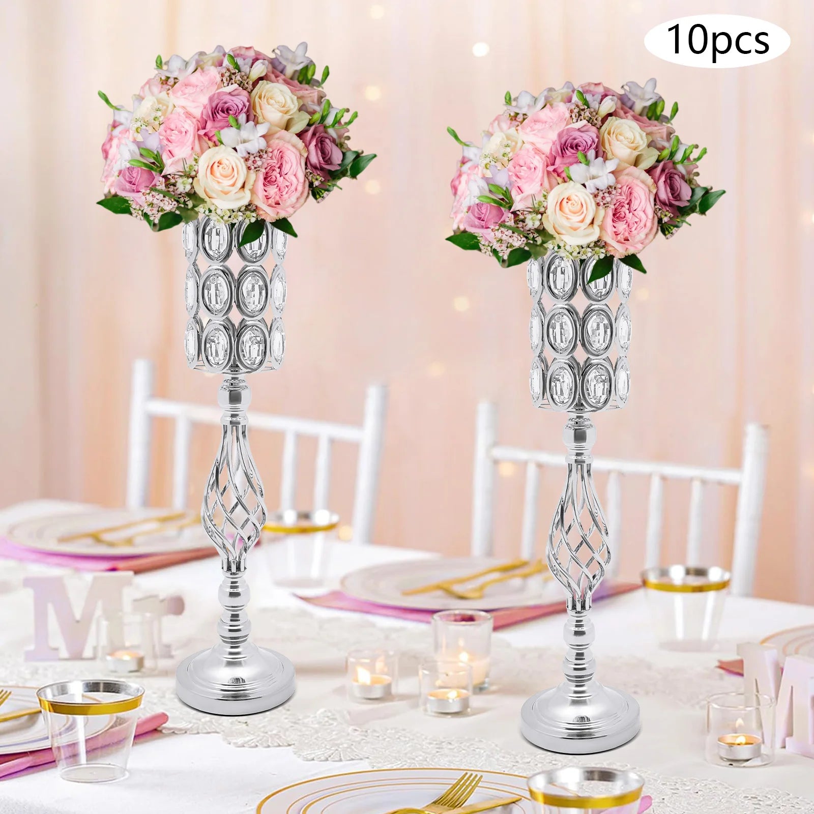 Elegant Wedding Flower Vases, 10-Piece Set