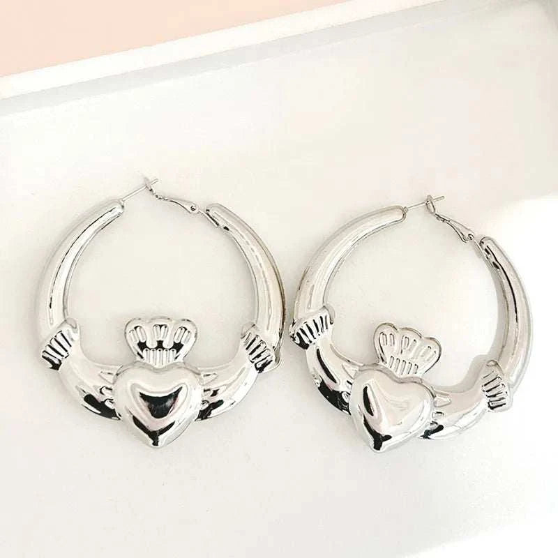 New Style Gold Color Heart Hoop Earring Women Girls Gifts Simple Fashi