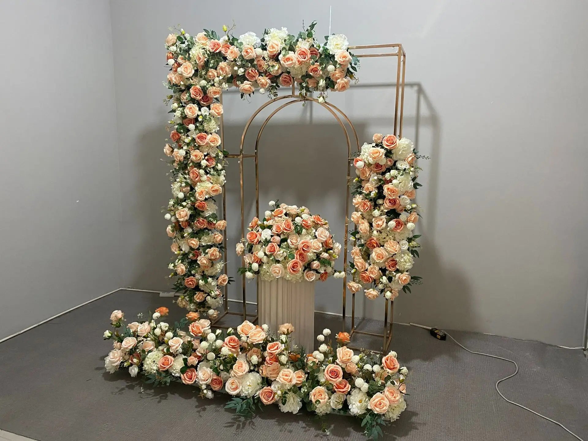 Peach and White Floral Wedding Arch Set