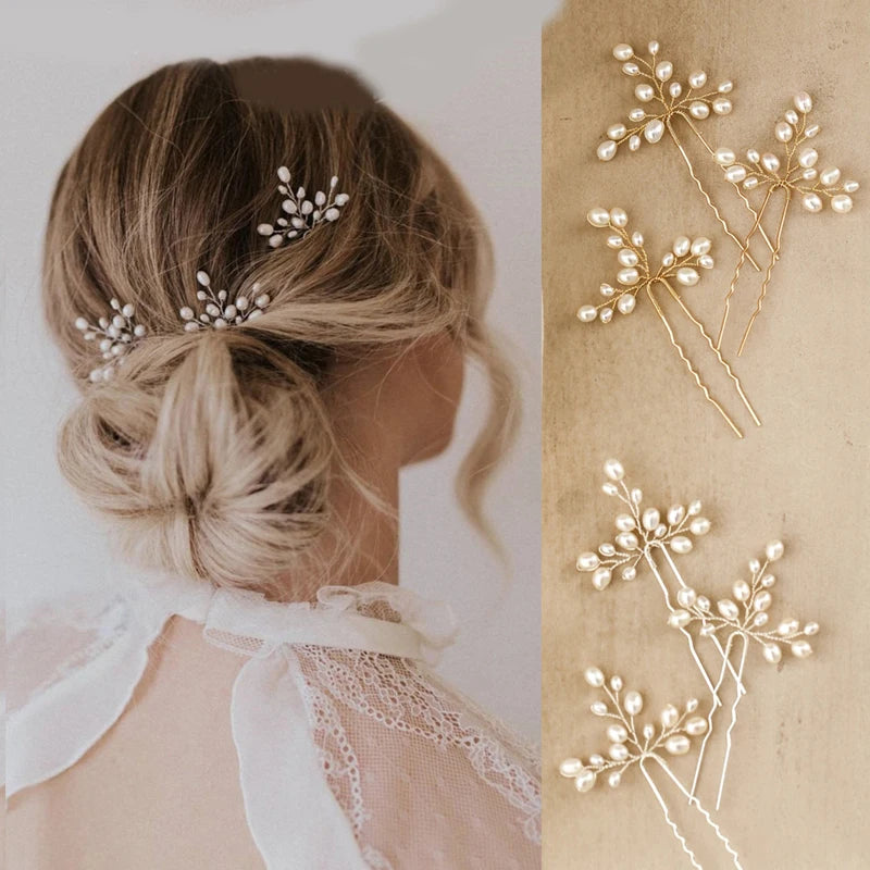 Delicate Pearl Bridal Hair Pins – Gold & Silver Wedding Hair Accessories