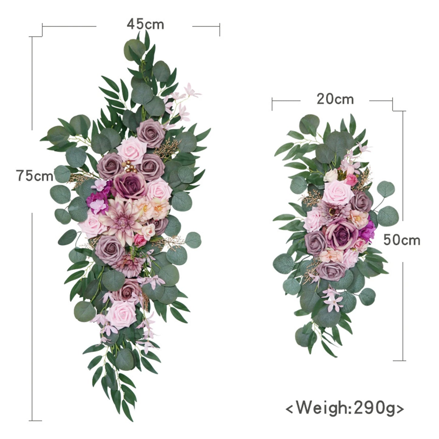 Large 2Pcs Artificial Flower Swag Floral Swag Garland Wedding Arch Flowers Kit for Sign Rustic Artificial Floral Swag Arch Decor