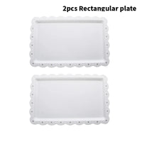 2 square/rectangular dessert plates PP material can be reused for hotel restaurant wedding birthday party