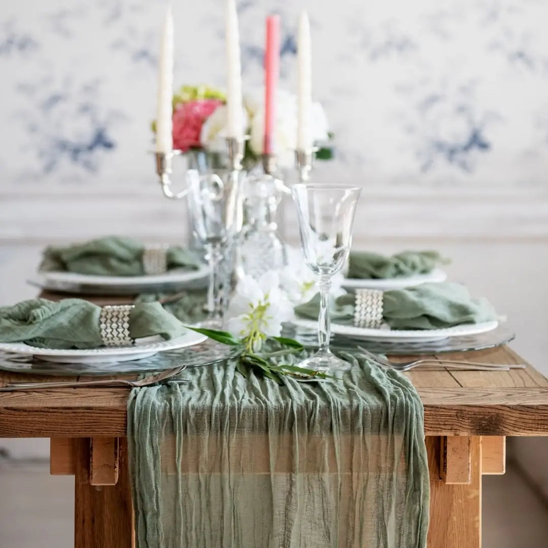 Soft Gauze Rustic Setting Table Runner and Napkin Set