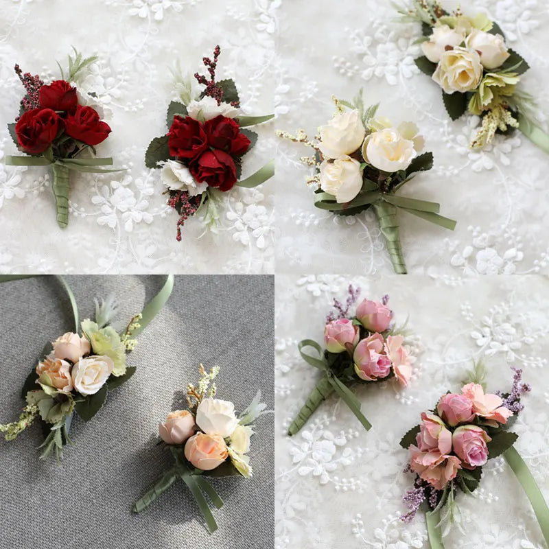 Silk Rose Wedding Boutonniere