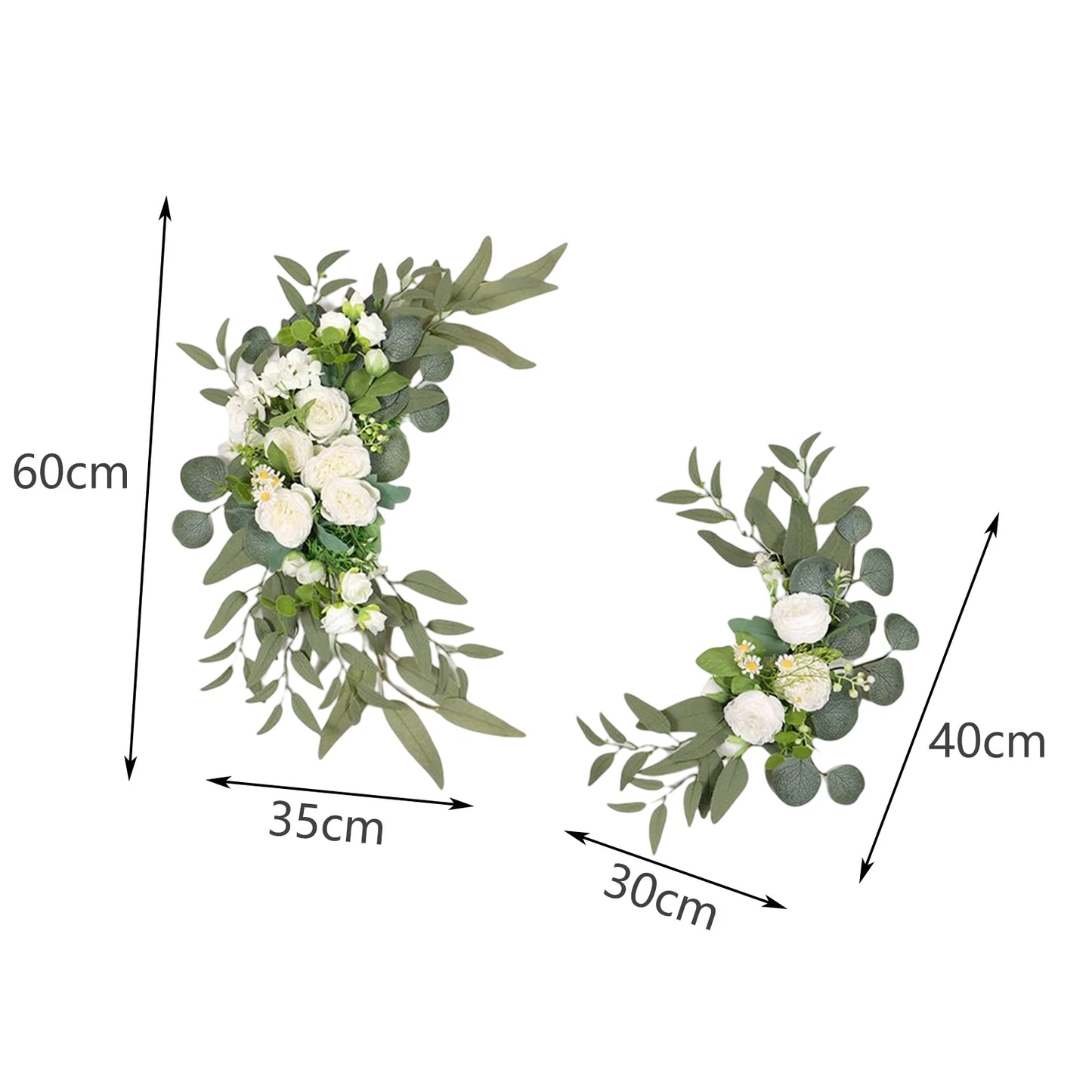 Large 2Pcs Artificial Flower Swag Floral Swag Garland Wedding Arch Flowers Kit for Sign Rustic Artificial Floral Swag Arch Decor