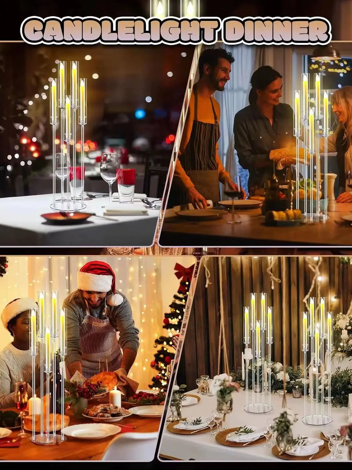 Clear Acrylic Taper Candle Holders - 8 PCS