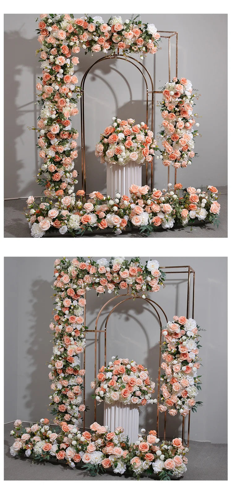 Peach and White Floral Wedding Arch Set