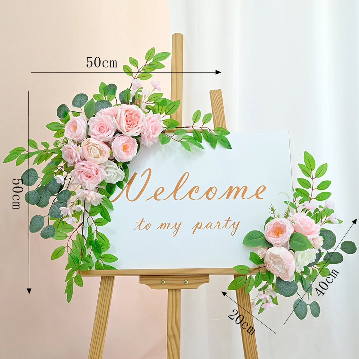 Large 2Pcs Artificial Flower Swag Floral Swag Garland Wedding Arch Flowers Kit for Sign Rustic Artificial Floral Swag Arch Decor