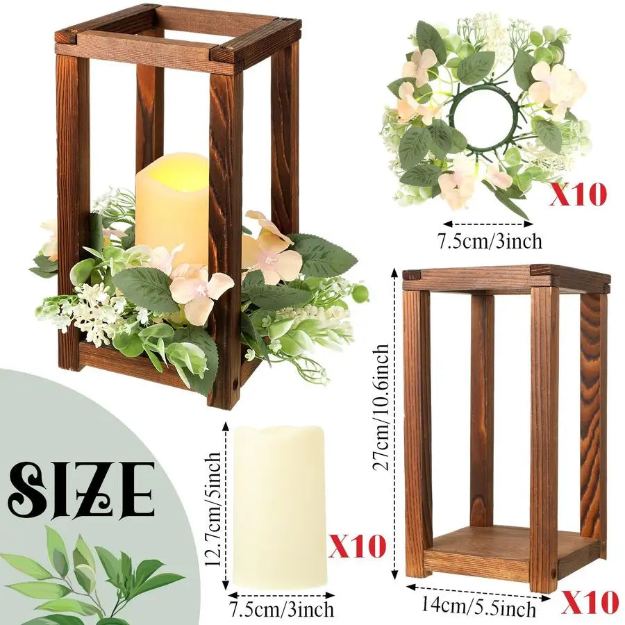 10-Piece Wedding Lantern Set with Candle and Flowers