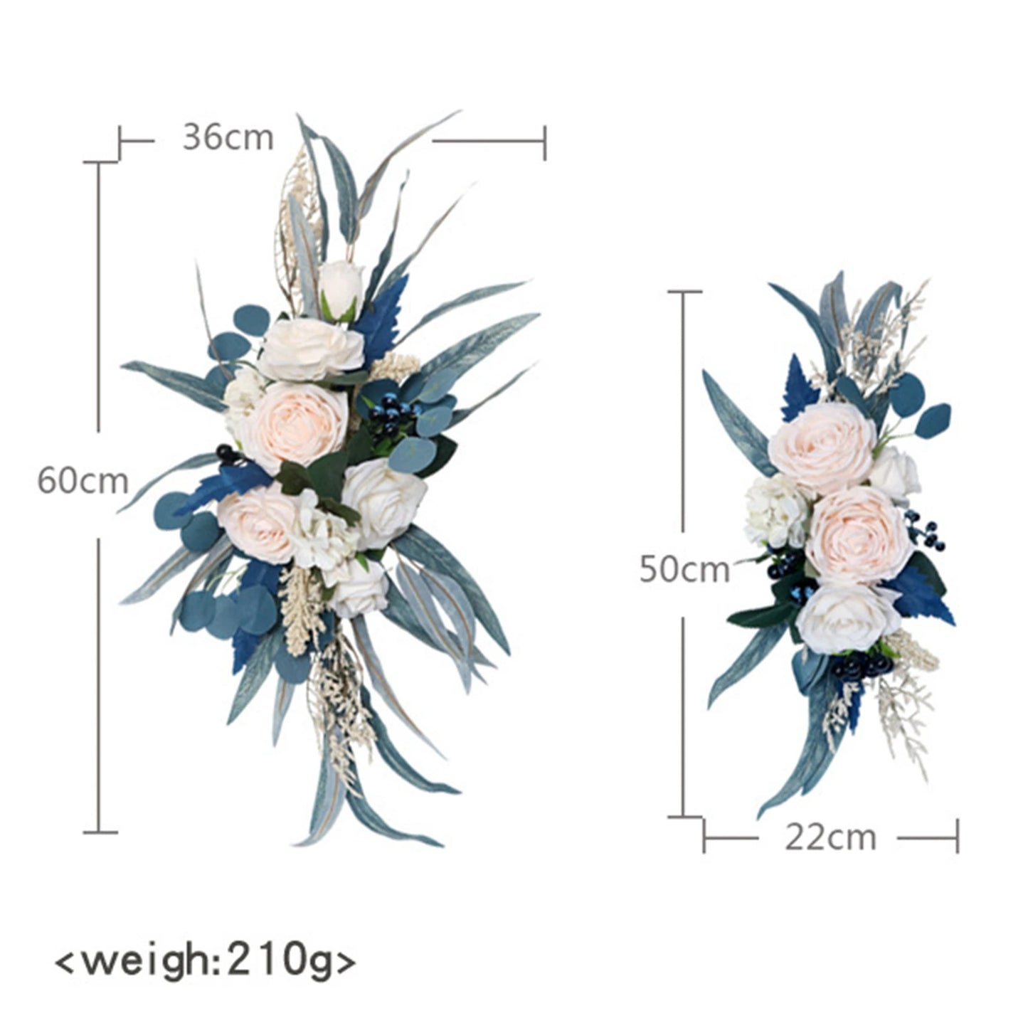 Large 2Pcs Artificial Flower Swag Floral Swag Garland Wedding Arch Flowers Kit for Sign Rustic Artificial Floral Swag Arch Decor