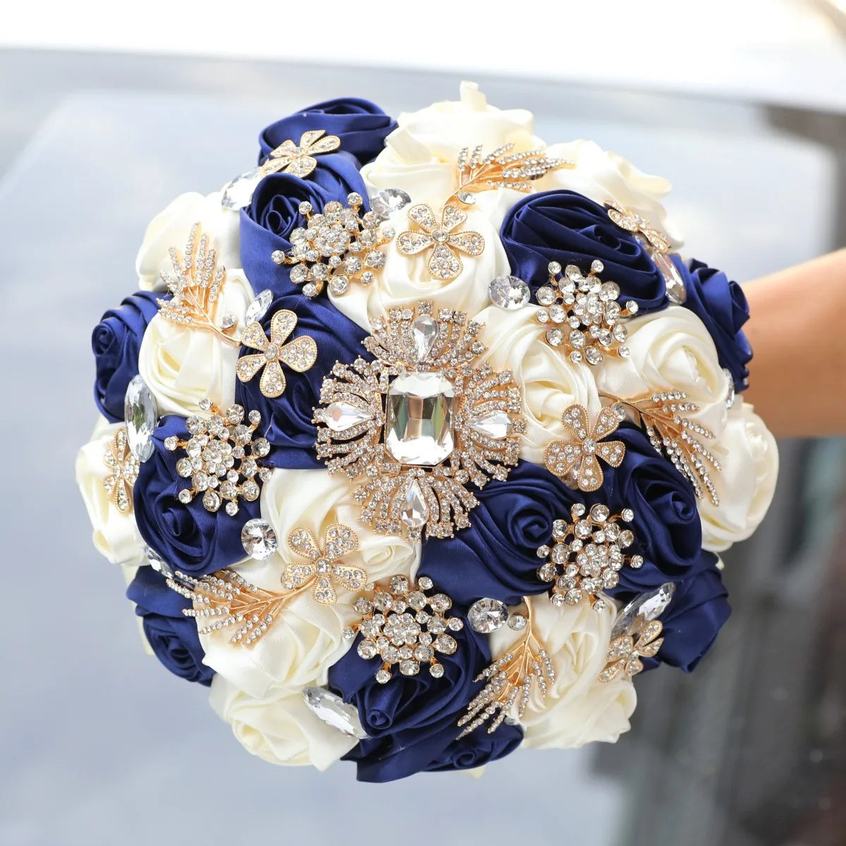 Pink Crystal Bridal Rose Bouquet