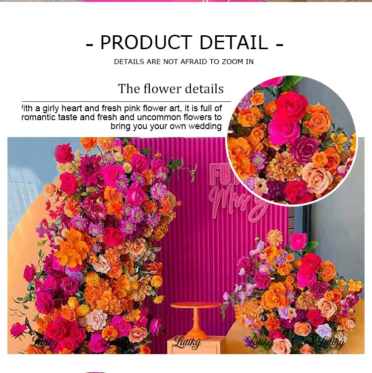 Rose Flower Row Wedding Table Runner Decoration
