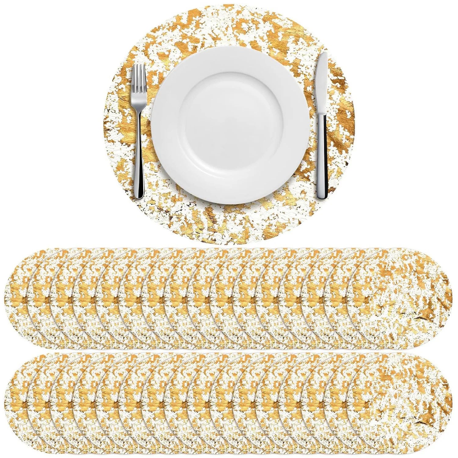 Luxury Gold Silver Foil Placemats Dining Table