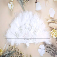 Elegant Bride Pearl Feather Fan Dazzling Hand held Bridal Accessory We