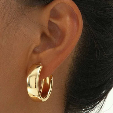Gold Color Big Hoop Earrings Korean Geometry Vintage Metal Earrings Fo
