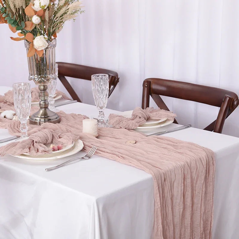 Soft Gauze Rustic Setting Table Runner and Napkin Set