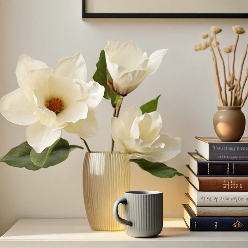 Faux Magnolia Bellflower Decorative Stem